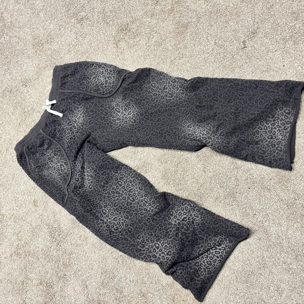 Dark Grey Leopard Print Terry Sweatpants Loungewear Mens XL